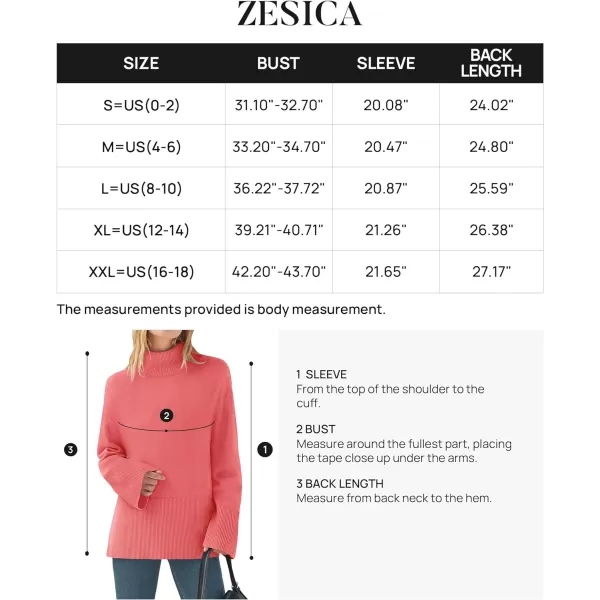 imageZESICA Womens 2023 Winter Sweaters Casual Turtleneck Long Sleeve Striped Side Slit Loose Pullover Sweater Jumper TopsWatermelon