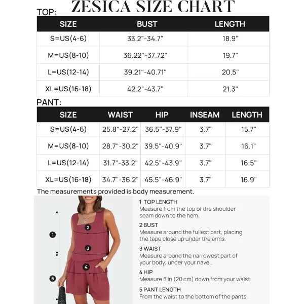 imageZESICA Womens 2024 2 Piece Set Linen Tank Crop Tops and Shorts Summer Two Piece Vacation Outfits TracksuitsFuchsia