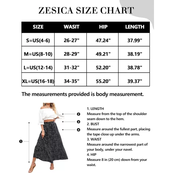 imageZESICA Womens 2024 Bohemian Floral Printed Elastic Waist A Line Maxi Skirt with PocketsBlack