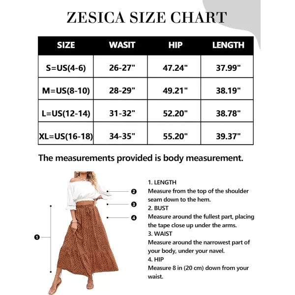 imageZESICA Womens 2024 Bohemian Floral Printed Elastic Waist A Line Maxi Skirt with PocketsBrown