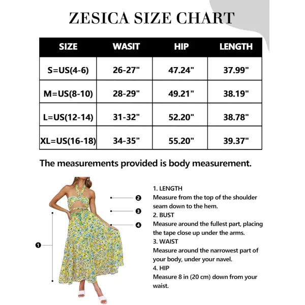 imageZESICA Womens 2024 Bohemian Floral Printed Elastic Waist A Line Maxi Skirt with PocketsChartreuse