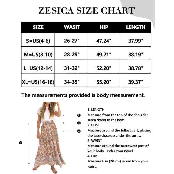 imageZESICA Womens 2024 Bohemian Floral Printed Elastic Waist A Line Maxi Skirt with PocketsClay