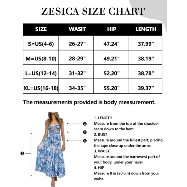 imageZESICA Womens 2024 Bohemian Floral Printed Elastic Waist A Line Maxi Skirt with PocketsCobalt