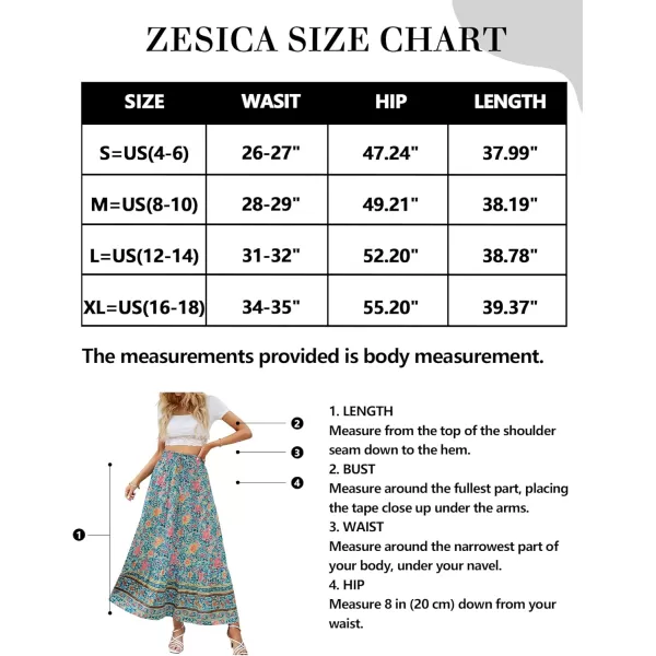 imageZESICA Womens 2024 Bohemian Floral Printed Elastic Waist A Line Maxi Skirt with PocketsFloral Green