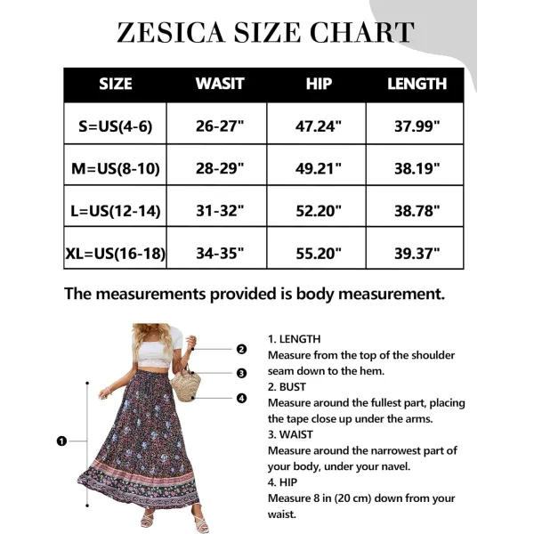 imageZESICA Womens 2024 Bohemian Floral Printed Elastic Waist A Line Maxi Skirt with PocketsFloral Navy