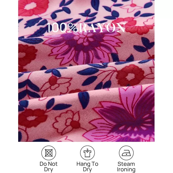 imageZESICA Womens 2024 Bohemian Floral Printed Elastic Waist A Line Maxi Skirt with PocketsFloral Purple