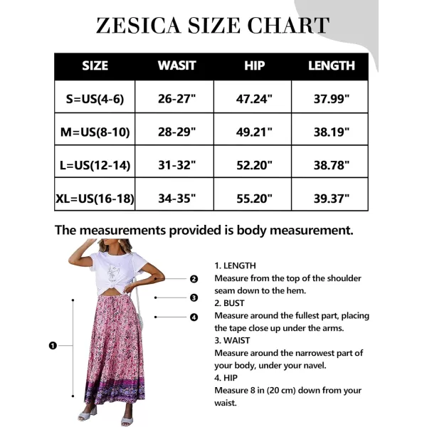 imageZESICA Womens 2024 Bohemian Floral Printed Elastic Waist A Line Maxi Skirt with PocketsFloral Purple