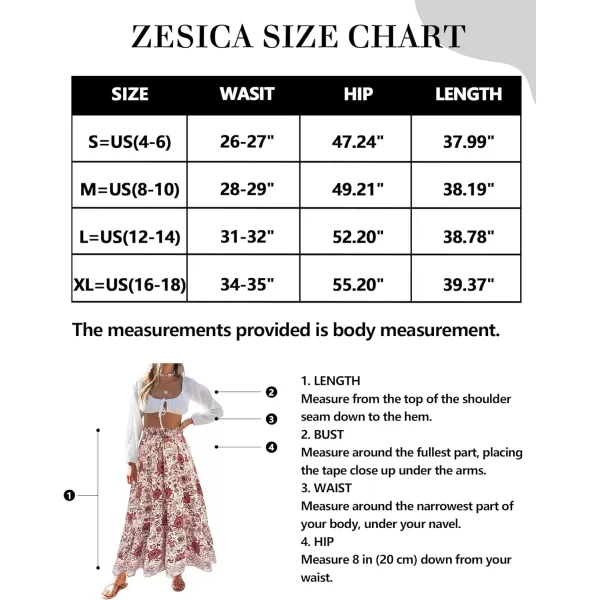 imageZESICA Womens 2024 Bohemian Floral Printed Elastic Waist A Line Maxi Skirt with PocketsFloral White