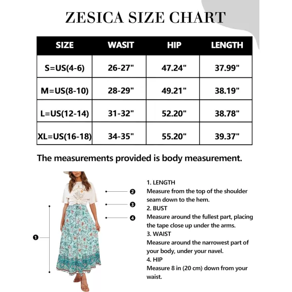 imageZESICA Womens 2024 Bohemian Floral Printed Elastic Waist A Line Maxi Skirt with PocketsLake Blue