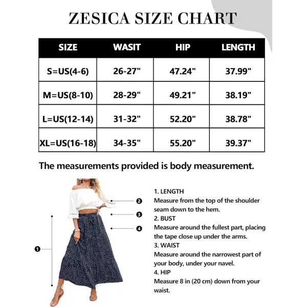 imageZESICA Womens 2024 Bohemian Floral Printed Elastic Waist A Line Maxi Skirt with PocketsNavyblue