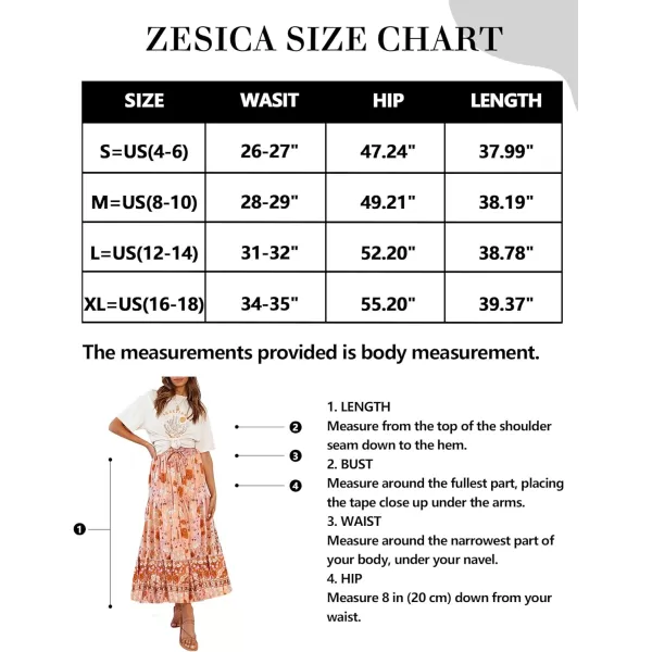 imageZESICA Womens 2024 Bohemian Floral Printed Elastic Waist A Line Maxi Skirt with PocketsPeach