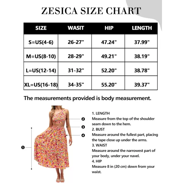 imageZESICA Womens 2024 Bohemian Floral Printed Elastic Waist A Line Maxi Skirt with PocketsRedyellow
