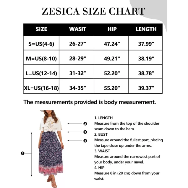 imageZESICA Womens 2024 Bohemian Floral Printed Elastic Waist A Line Maxi Skirt with PocketsRoyalblue