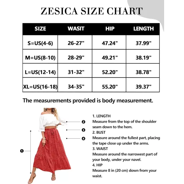 imageZESICA Womens 2024 Bohemian Floral Printed Elastic Waist A Line Maxi Skirt with PocketsTomato