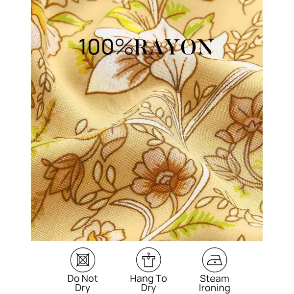 imageZESICA Womens 2024 Bohemian Floral Printed Elastic Waist A Line Maxi Skirt with PocketsYellow