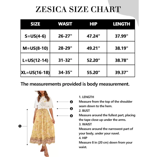 imageZESICA Womens 2024 Bohemian Floral Printed Elastic Waist A Line Maxi Skirt with PocketsYellow