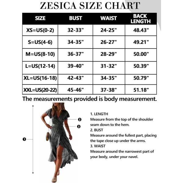 imageZESICA Womens 2024 Bohemian Floral Printed Wrap V Neck Short Sleeve Split Beach Party Maxi DressCharcoal Blackfloral