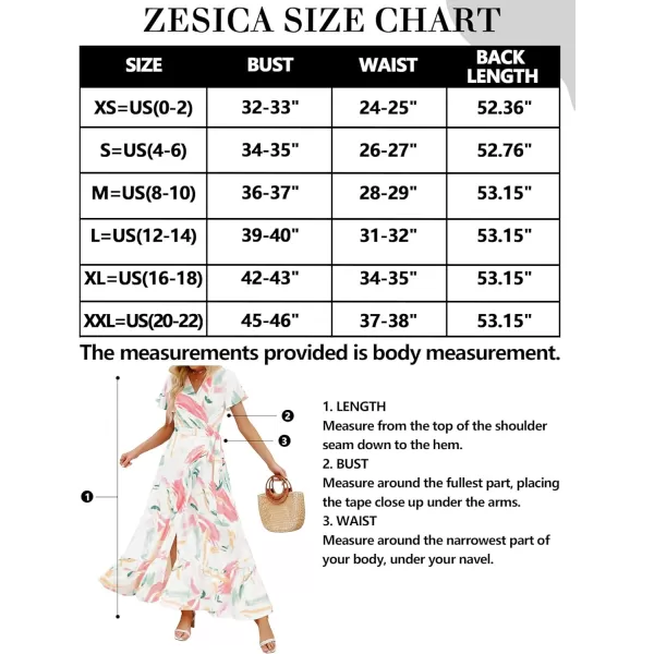 imageZESICA Womens 2024 Bohemian Floral Printed Wrap V Neck Short Sleeve Split Beach Party Maxi DressContrastwhite