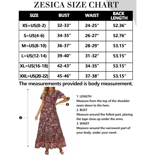 imageZESICA Womens 2024 Bohemian Floral Printed Wrap V Neck Short Sleeve Split Beach Party Maxi DressDark Purple