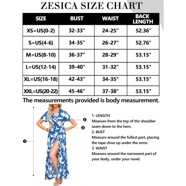 imageZESICA Womens 2024 Bohemian Floral Printed Wrap V Neck Short Sleeve Split Beach Party Maxi DressDustyblue