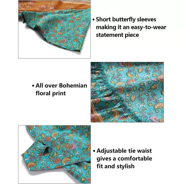 imageZESICA Womens 2024 Bohemian Floral Printed Wrap V Neck Short Sleeve Split Beach Party Maxi DressLight Green