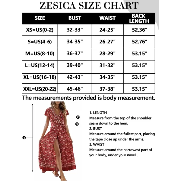 imageZESICA Womens 2024 Bohemian Floral Printed Wrap V Neck Short Sleeve Split Beach Party Maxi DressLychee Red