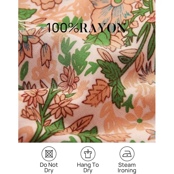 imageZESICA Womens 2024 Bohemian Floral Printed Wrap V Neck Short Sleeve Split Beach Party Maxi DressNude