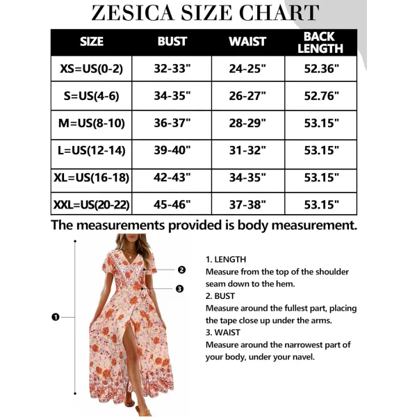 imageZESICA Womens 2024 Bohemian Floral Printed Wrap V Neck Short Sleeve Split Beach Party Maxi DressPeach