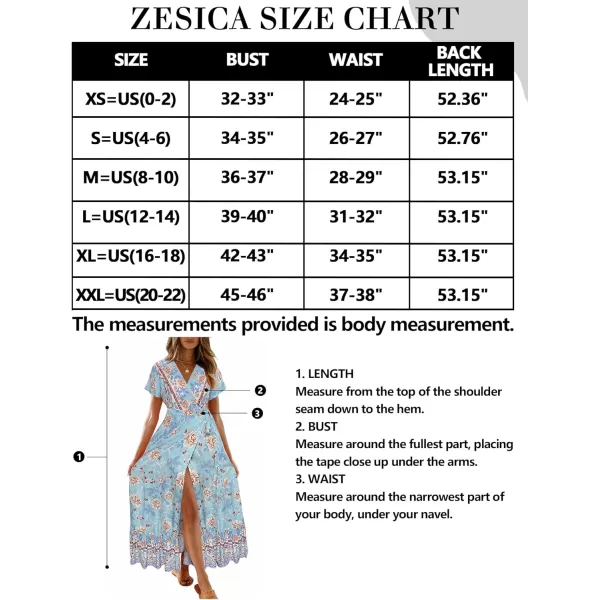 imageZESICA Womens 2024 Bohemian Floral Printed Wrap V Neck Short Sleeve Split Beach Party Maxi DressSkyblue