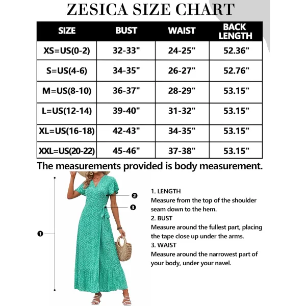 imageZESICA Womens 2024 Bohemian Floral Printed Wrap V Neck Short Sleeve Split Beach Party Maxi DressSpringgreen