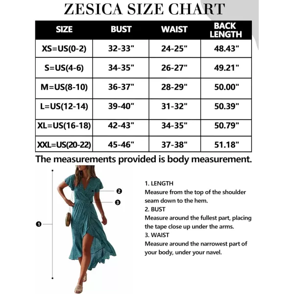imageZESICA Womens 2024 Bohemian Floral Printed Wrap V Neck Short Sleeve Split Beach Party Maxi DressTeal