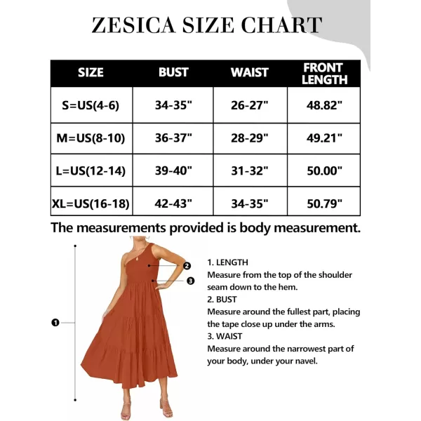 imageZESICA Womens 2024 Bohemian Summer Floral Print One Shoulder Sleeveless Smocked Ruffle Tiered Beach Long Midi DressSolidrust