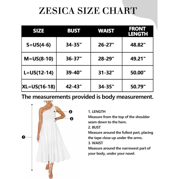 imageZESICA Womens 2024 Bohemian Summer Floral Print One Shoulder Sleeveless Smocked Ruffle Tiered Beach Long Midi DressWhite