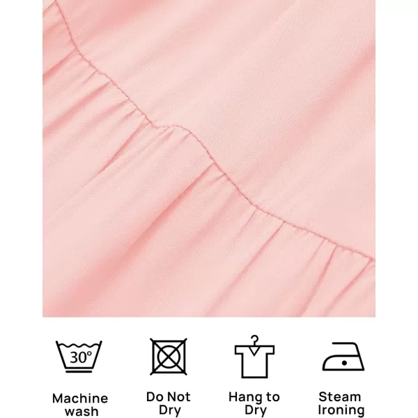 imageZESICA Womens 2024 Boho Summer One Shoulder Short Sleeve Smocked Side Split Ruffle Swing Midi DressPink