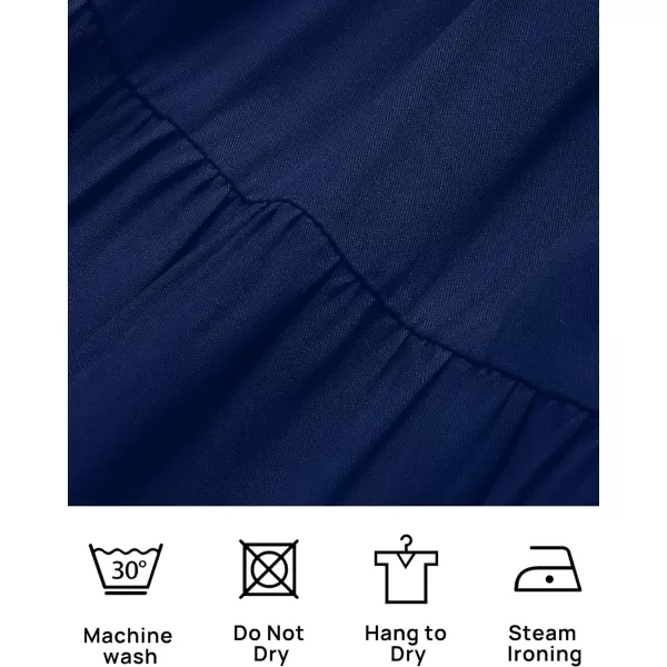 imageZESICA Womens 2024 Boho Summer Square Neck Puff Sleeve Off Shoulder Smocked Tiered Casual A Line Short Mini DressNavy