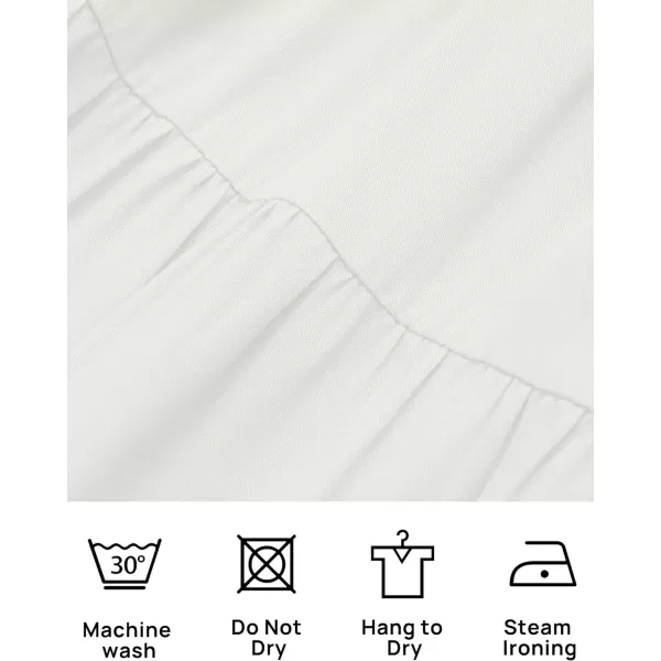 imageZESICA Womens 2024 Casual Crew Neck Flutter Sleeve Smocked High Waist Hollow Out Lace Trim Tiered A Line Midi DressIvory
