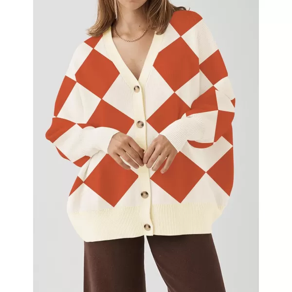 imageZESICA Womens 2024 Casual Long Sleeve Cardigan V Neck Button Down Open Front Knit Loose Oversized Sweater CoatBrickred