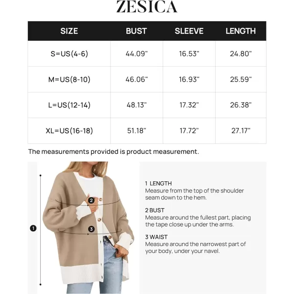 imageZESICA Womens 2024 Casual Long Sleeve Cardigan V Neck Button Down Open Front Knit Loose Oversized Sweater CoatCamel