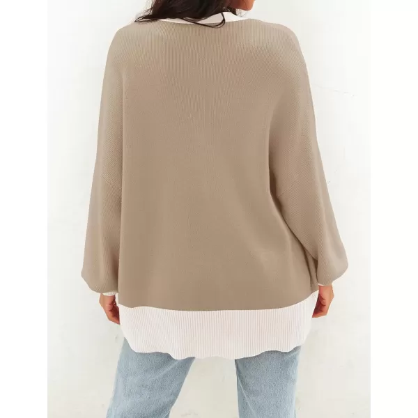 imageZESICA Womens 2024 Casual Long Sleeve Cardigan V Neck Button Down Open Front Knit Loose Oversized Sweater CoatCamel