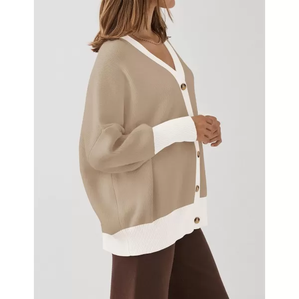 imageZESICA Womens 2024 Casual Long Sleeve Cardigan V Neck Button Down Open Front Knit Loose Oversized Sweater CoatCamel