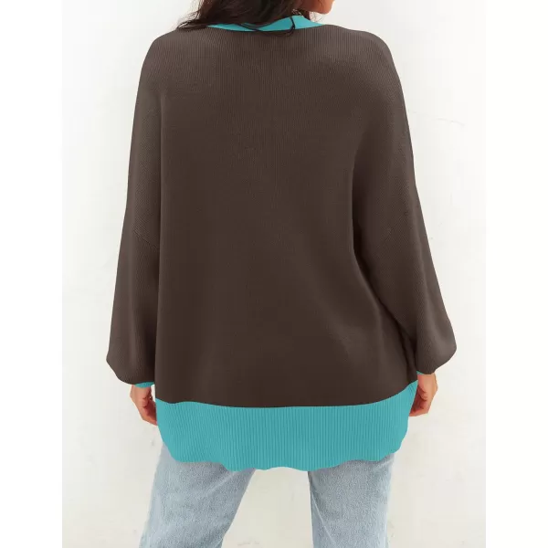 imageZESICA Womens 2024 Casual Long Sleeve Cardigan V Neck Button Down Open Front Knit Loose Oversized Sweater CoatCoffee