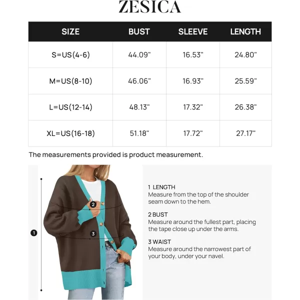 imageZESICA Womens 2024 Casual Long Sleeve Cardigan V Neck Button Down Open Front Knit Loose Oversized Sweater CoatCoffee