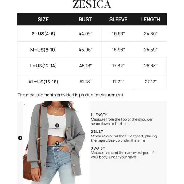 imageZESICA Womens 2024 Casual Long Sleeve Cardigan V Neck Button Down Open Front Knit Loose Oversized Sweater CoatGrey