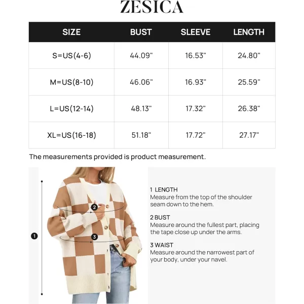imageZESICA Womens 2024 Casual Long Sleeve Cardigan V Neck Button Down Open Front Knit Loose Oversized Sweater CoatLightbrown