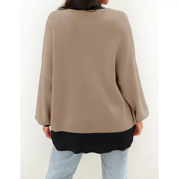 imageZESICA Womens 2024 Casual Long Sleeve Cardigan V Neck Button Down Open Front Knit Loose Oversized Sweater CoatRedbrown