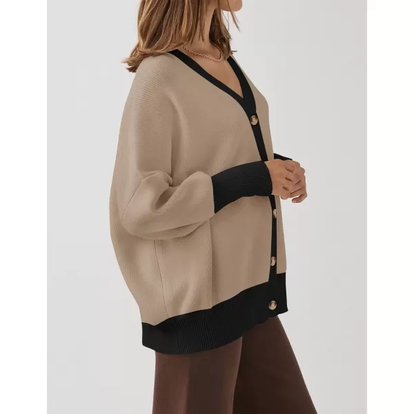 imageZESICA Womens 2024 Casual Long Sleeve Cardigan V Neck Button Down Open Front Knit Loose Oversized Sweater CoatRedbrown
