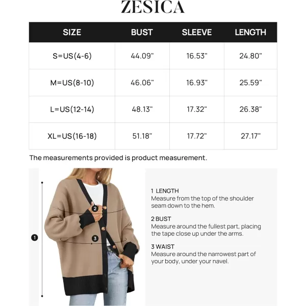 imageZESICA Womens 2024 Casual Long Sleeve Cardigan V Neck Button Down Open Front Knit Loose Oversized Sweater CoatRedbrown