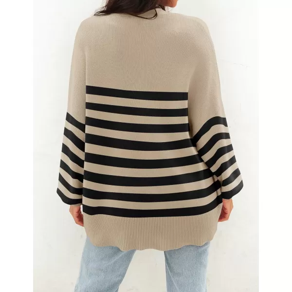 imageZESICA Womens 2024 Casual Long Sleeve Cardigan V Neck Button Down Open Front Knit Loose Oversized Sweater CoatToffee