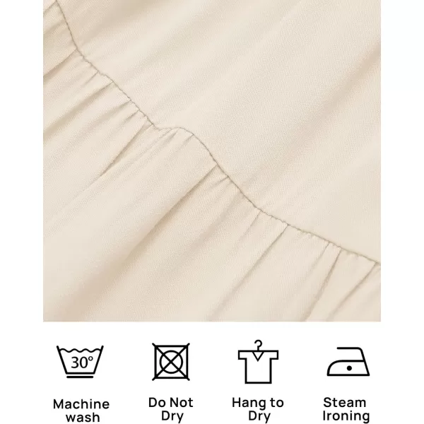 imageZESICA Womens 2024 Casual Long Sleeve Crew Neck High Waist Smocked Flowy Tiered Midi DressBeige