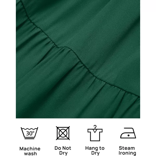 imageZESICA Womens 2024 Casual Long Sleeve Crew Neck High Waist Smocked Flowy Tiered Midi DressDarkgreen